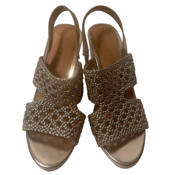 Kelly & Katie Delara Metallic Gold Wedge Sandals Size 7.5 - Picture 1 of 7